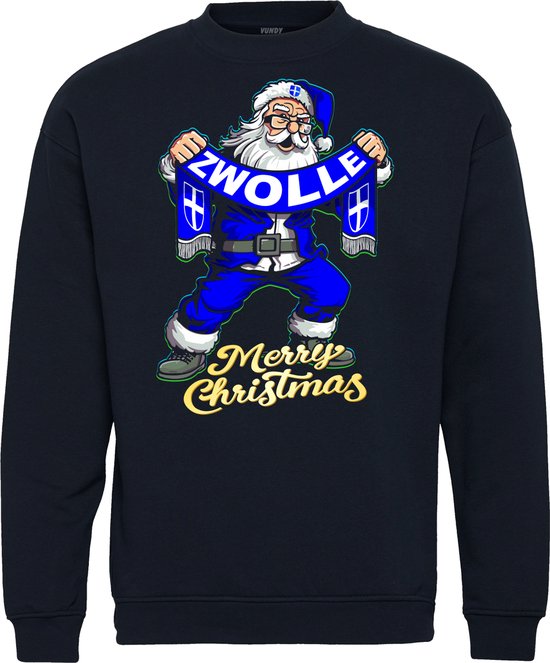 Kersttrui Kerstman Zwolle | Foute Kersttrui Dames Heren | Kerstcadeau | Pec Zwolle supporter | Navy | maat XXL