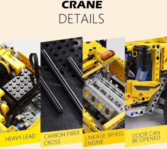 MazrekuHome® - Voiture Jouets technique - Grue mobile motorisée - Contrôlable via application - 2590 pièces