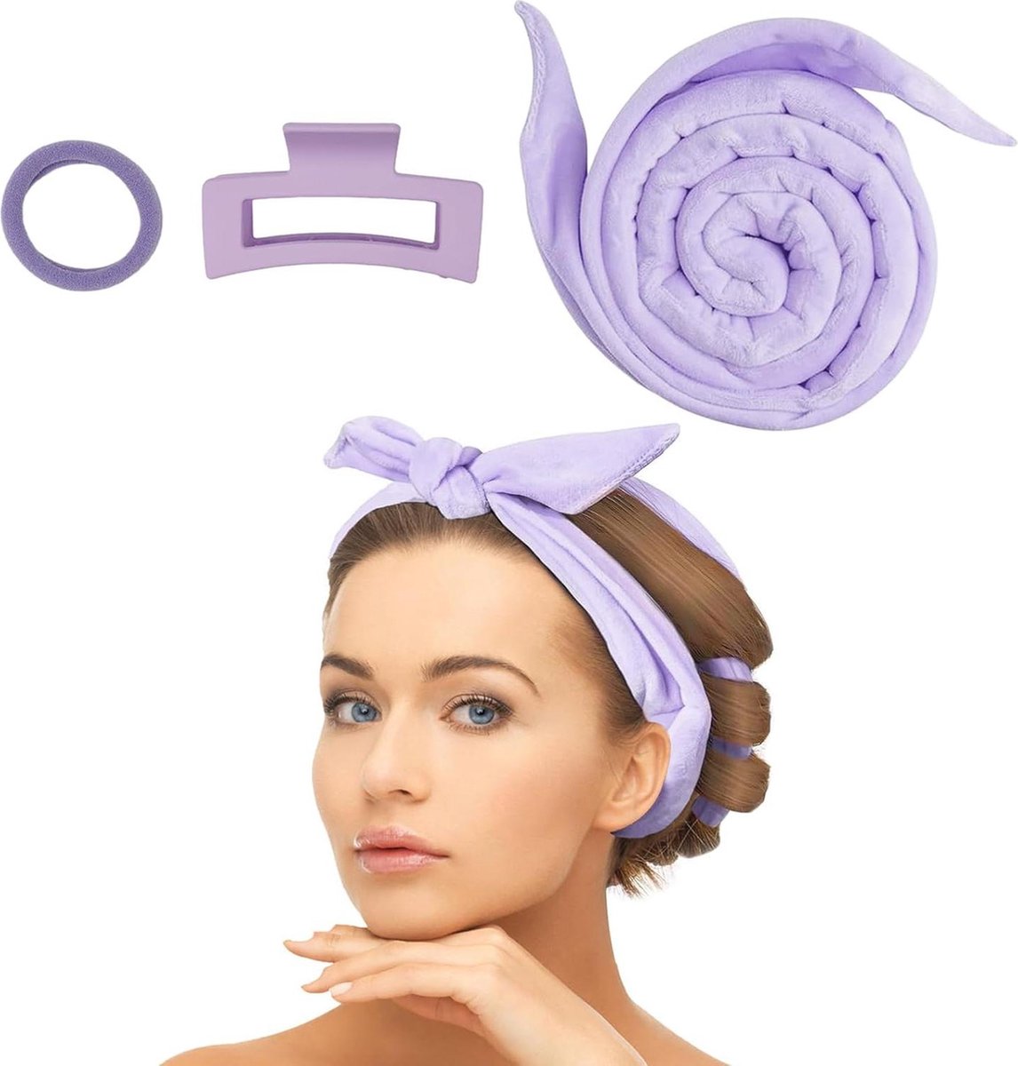 Hitteloze krulband fluweel 's nachts haarband krullend 's nachts antislip krulspelden van fluweel met haarspeld voor middellang haar