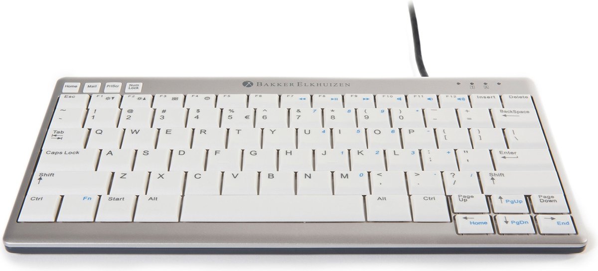 BakkerElkhuizen ultraboard - 950 - mini toetsenbord - USB - QWERTY - compact - compact - international - zilver - wit