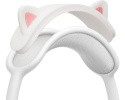 Kattenoortjes koptelefoon decoratie compatible met Apple AirPods Max headset - Gaming accessoires - Silicone - Wit en roze .
