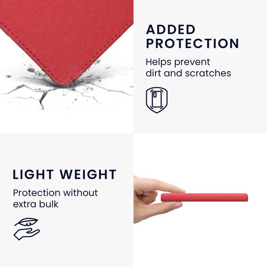 kwmobile e-reader hoesje geschikt voor Kobo Clara BW / Colour hoes - E reader flip case met magneetsluiting - Ereader cover - Denim design in rood van Merkloos — afbeelding 5