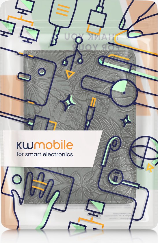 kwmobile e-reader hoesje geschikt voor Amazon Kindle Paperwhite (2024)/Colorsoft hoes - E reader flip case met magneetsluiting - Ereader cover - Bloemen in reliëf design in groen — afbeelding 5