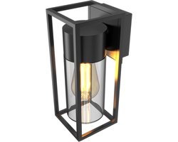 Calex Lantaarn Wandlamp - Met E27 LED Lamp, Dag/Nacht Sensor - Extra Warm Wit Licht (2100K) - Energiezuinige Buitenverlichting - Zwart