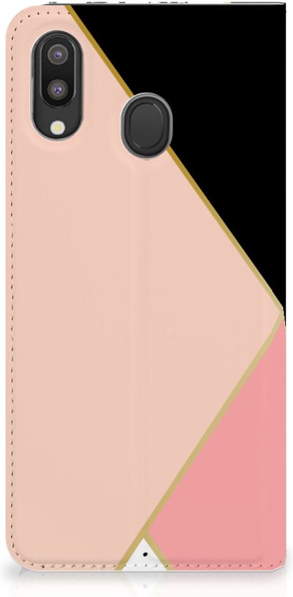 Samsung Galaxy M20 Stand Case Zwart Roze Vormen