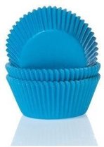 House of Marie Mini Cupcake Vormpjes - Baking Cups - Cyaan Blauw - pk/60