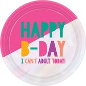 Amscan Feestborden Met Tekst Roze/wit 22,8 Cm 8 Stuks