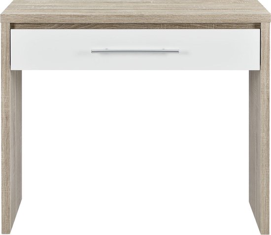 Design bureau tafel met lade 90x39x77 cm hout en wit - en.casa