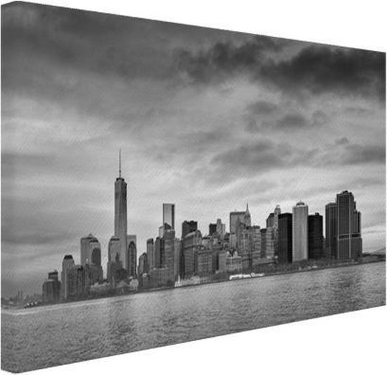 Canvas Schilderij Manhattan New York in zwart-wit - 40x20 cm -  Wanddecoratie | bol.com