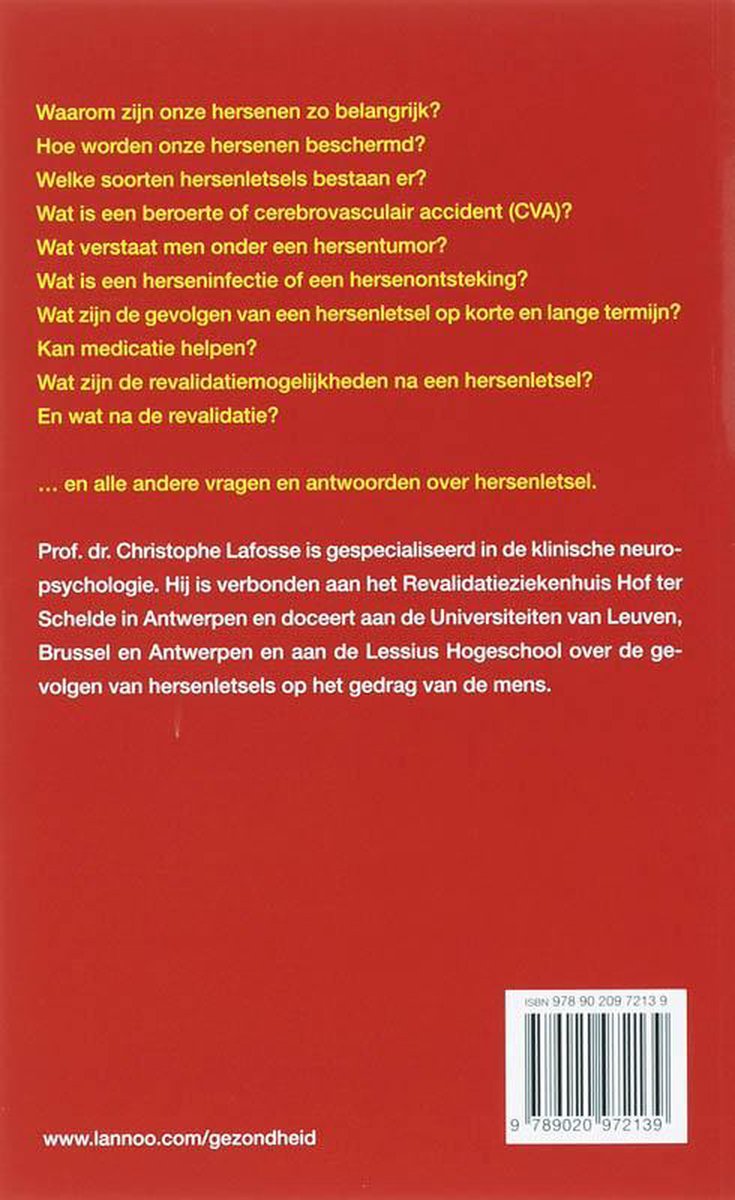 Boekrug met rode achtergrond met tekst in het wit en geel. Bevat een auteursinformatie en website.