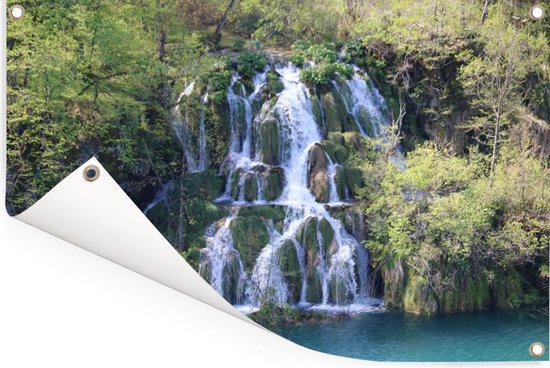 Affiche de jardin Cascades qui coule dans le parc national des lacs de Plitvice 90x60 cm - Toile de jardin / Toile d'extérieur / Peintures pour l'extérieur (décoration de jardin)