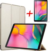 Samsung Galaxy Tab A 10.1 (2019) Hoes + Screenprotector - Smart Book Case Tri-Fold Hoesje - iCall - Goud