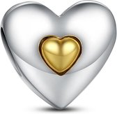 Zilveren bedel Hartelijk gefeliciteerd hart