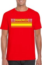 Brandweer logo t-shirt rood voor heren 2XL