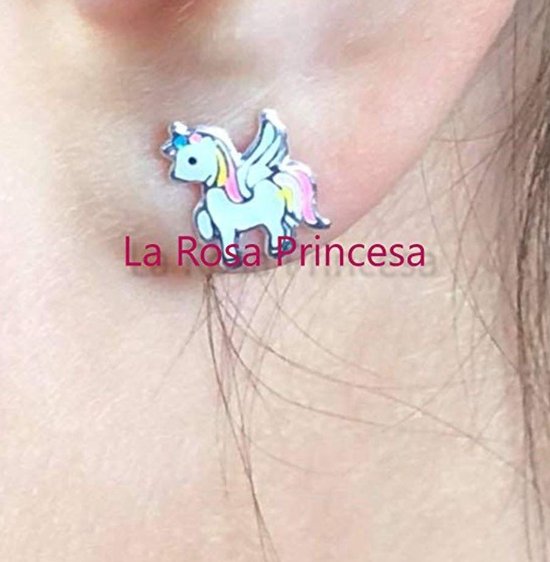 zilveren eenhoorn oorbellen Magic unicorn oorknopjes paard oorstekers