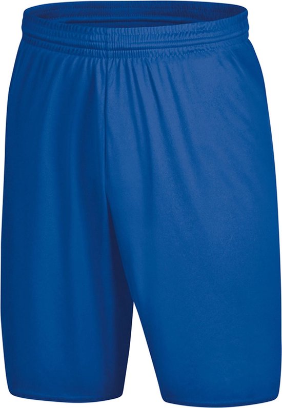Short de sport bleu avec ceinture élastique.