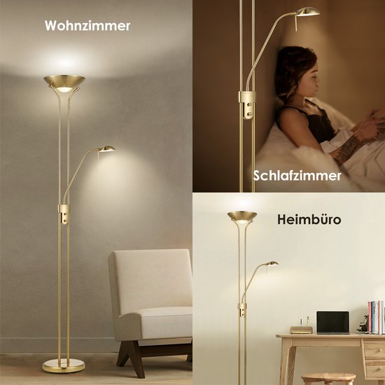 Klassieke gouden vloerlamp ronde voet Light and Living Aleso