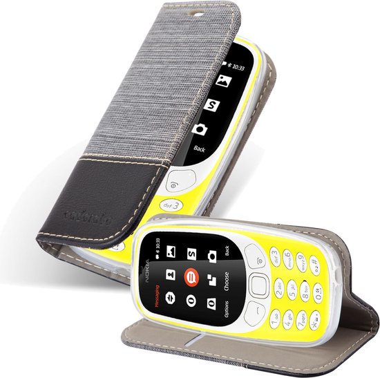 Cadorabo Hoesje voor Nokia 3310 3G / 4G in GRIJS ZWART - Beschermend etui met magnetische sluiting
