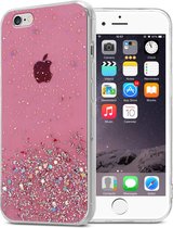 Cadorabo Hoesje voor Apple iPhone 6 / 6S in Roze met Glitter - Beschermhoes van flexibel TPU silicone met fonkelende glitters Case Cover Etui
