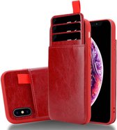 Cadorabo Hoesje geschikt voor Apple iPhone X / XS in WILDE KERSEN ROOD - Beschermhoes van TPU siliconen en kunstlederen hoes, Case Cover Etui met vak en uittrekbare kaartsleuven