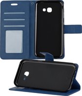 Hoesje Geschikt voor Samsung Galaxy A5 2017 Hoesje Book Case Hoes Wallet Cover - Hoes Geschikt voor Samsung A5 2017 Hoesje Bookcase Hoes - Donkerblauw