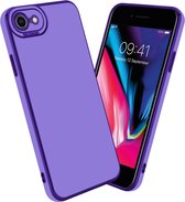 Cadorabo Hoesje voor Apple iPhone 7 / 7S / 8 / SE 2020 in Glossy Paars - Rose Goud - Beschermhoes van flexibel TPU-silicone Case Cover en met camerabescherming