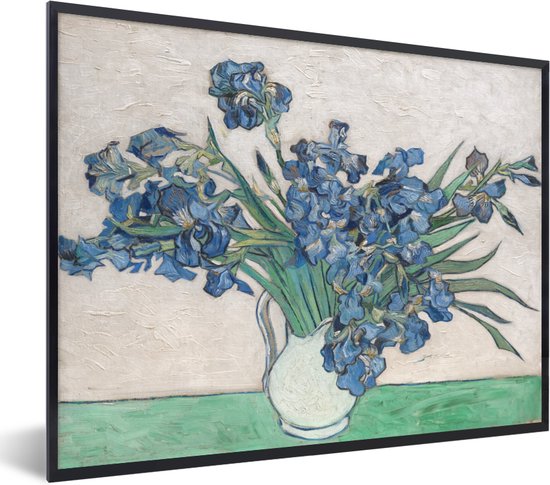 Fotolijst incl. Poster - Vaas met Irissen - Vincent van Gogh - 80x60 cm - Posterlijst