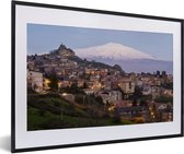 Fotolijst incl. Poster - Luchtfoto van de Etna over Messina in Italië - 60x40 cm - Posterlijst
