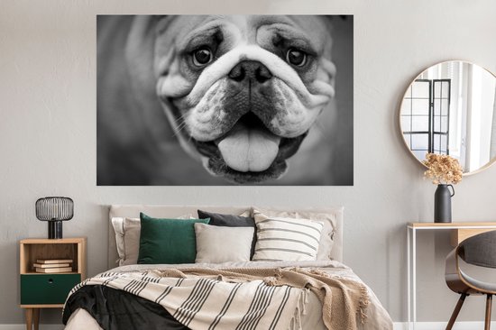 Bulldog profil animalier en papier poster noir et blanc 180x120 cm