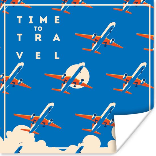 Poster Vliegtuig - Quotes - Vakantie - 30x30 cm
