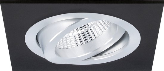 Torino - Inbouwspot Zwart/Aluminium Vierkant - Kantelbaar - 1 Lichtpunt - 93x93mm