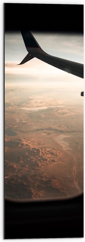 WallClassics - Dibond - Uitzicht op landschap vanuit Vliegtuig - 30x90 cm Foto op Aluminium (Met Ophangsysteem)