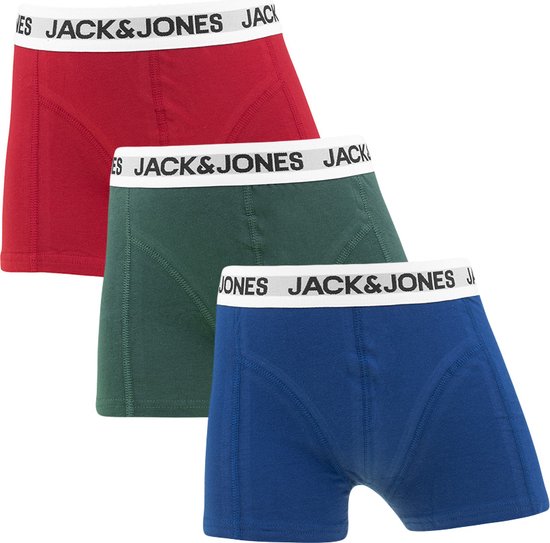 Jack & Jones jongens 3P boxers rikki blauw, groen & rood - 152