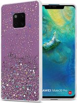 Cadorabo Hoesje geschikt voor Huawei MATE 20 PRO in Paars met Glitter - Beschermhoes van flexibel TPU silicone met fonkelende glitters Case Cover Etui