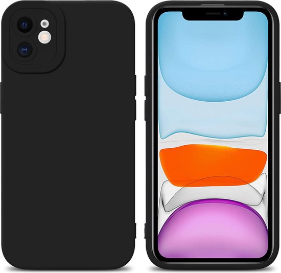 Coque de téléphone noire pour iPhone 11 avec une découpe pour la double caméra.