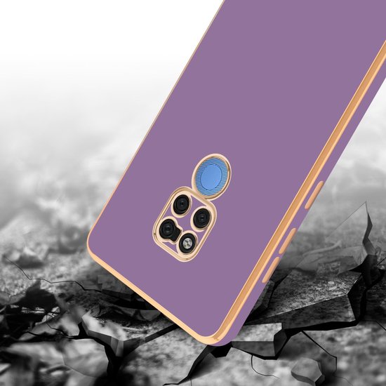 Coque Cadorabo pour Huawei MATE 20 en Violet Brillant - Or - Housse de protection en silicone TPU souple et avec protection pour appareil photo
