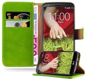 Cadorabo Hoesje geschikt voor LG G2 in GRAS GROEN - Beschermhoes met magnetische sluiting, standfunctie en kaartvakje Book Case Cover Etui