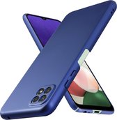 Cadorabo Hoesje geschikt voor Samsung Galaxy A22 5G in METAAL BLAUW - Hard Case Cover beschermhoes in metaal look tegen krassen en stoten