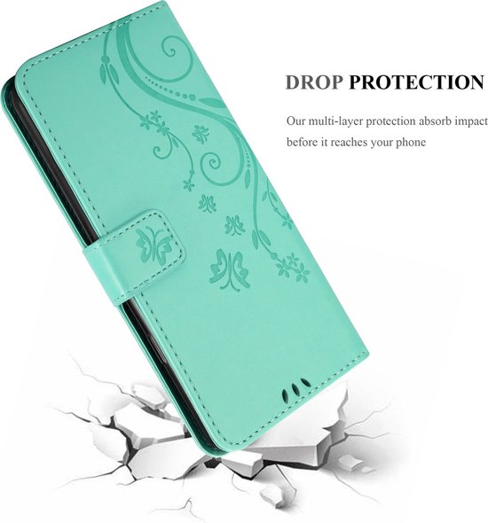 Cadorabo Hoesje geschikt voor Nokia XR20 in BLOEMEN TURKOOIS - Beschermhoes in bloemmotief met magnetische sluiting, standfunctie en kaartsleuven Book Case Cover Etui