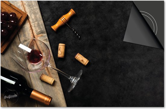Protecteur induction 77x51 - Couvercle tapis induction - Protecteur plaque Dietrix - Exclusif - Vin - Glas de Vin rouge et bouchons