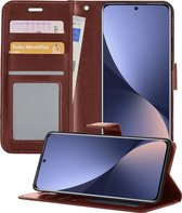 Hoesje Geschikt voor Xiaomi 12X Hoesje Book Case Hoes Portemonnee Cover Walletcase - Hoes Geschikt voor Xiaomi 12X Hoes Bookcase Hoesje - Bruin