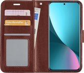 Hoes Geschikt voor Xiaomi 12 Hoesje Book Case Hoes Flip Cover Wallet Bookcase - Bruin
