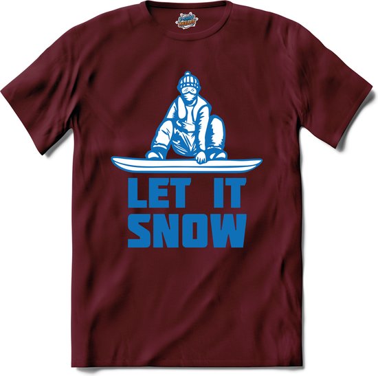 Let It Snow | Skiën - Bier - Winter sport - T-Shirt - Unisex - Burgundy - Maat S