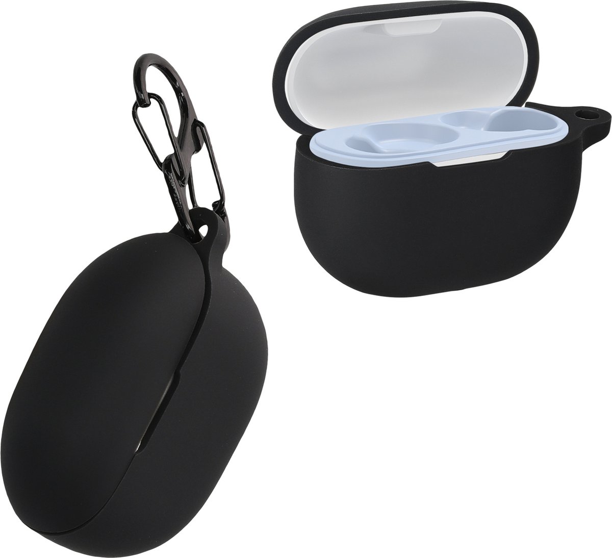 kwmobile cover voor oordopjes case - Compatibel met SoundPEATS Mini Earbuds - Trendy beschermhoes draadloze oordopjes in zwart
