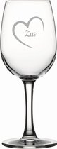 Gegraveerde witte wijnglas 26cl Zus met hartje