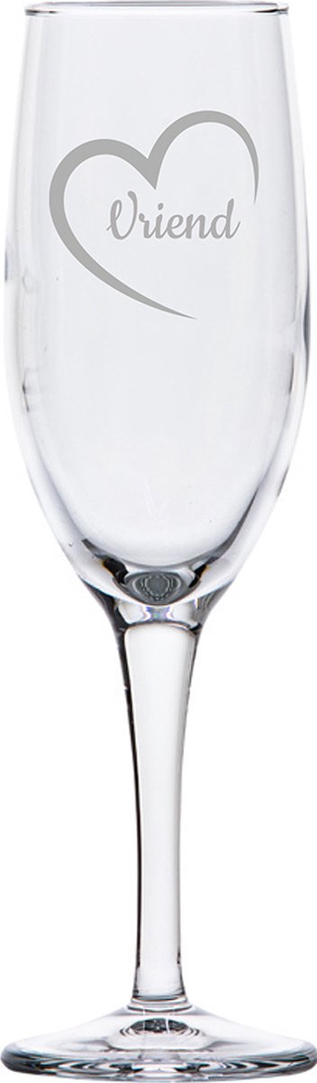 Gegraveerde Champagneglas 16,5cl Vriend met hartje