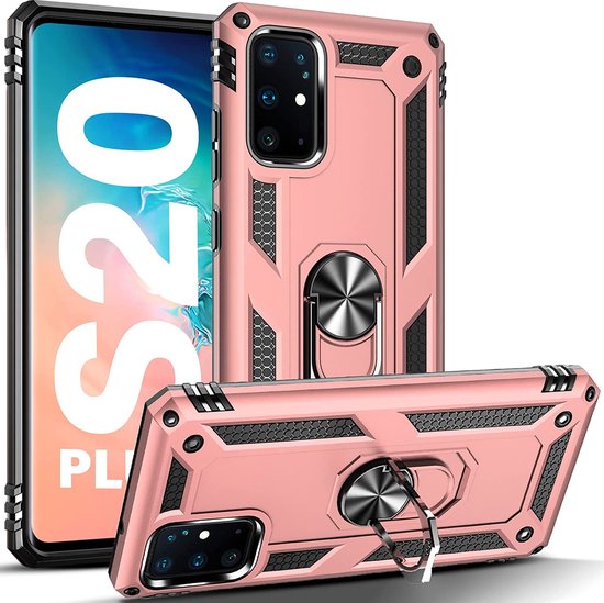 Coque Ring Armor Convient pour Samsung Galaxy S20 Plus - Or Rose - Support rotatif - Aimant - ZT Accessoires