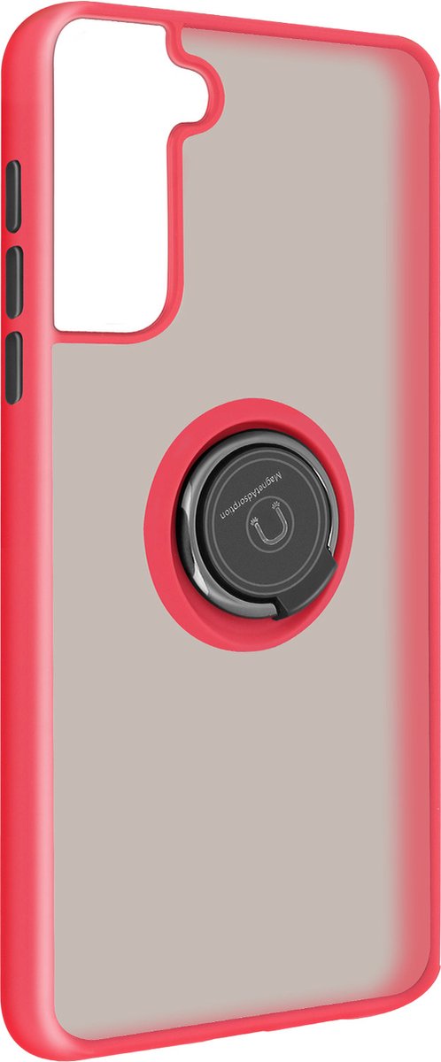 Geschikt voor Samsung Galaxy S21 Bi-materiaal Case Ring Video-Ondersteuning rood