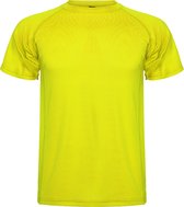 Fluor Geel kinder unisex sportshirt korte mouwen MonteCarlo merk Roly 8 jaar 122-128