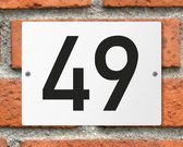 Huisnummerbord wit - Nummer 49 - standaard - 16 x 12 cm - schroeven - naambord - nummerbord - voordeur